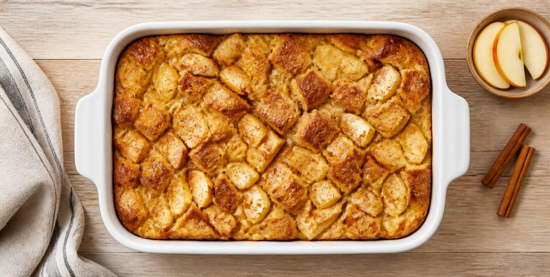 Cinnamon Apple Protein French Toast Bake