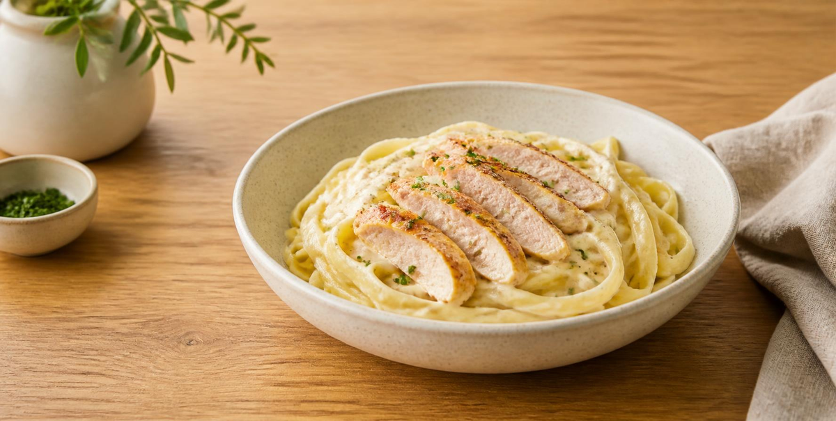 Creamy Chicken Alfredo With A Protein Boost